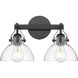 None 2 Light 14.5 inch Matte Black Bathroom Vanity Light Wall Light